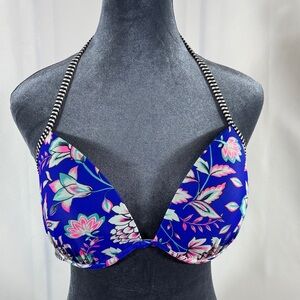Shade & Shore Royal Blue Floral Push-Up Bikini Top